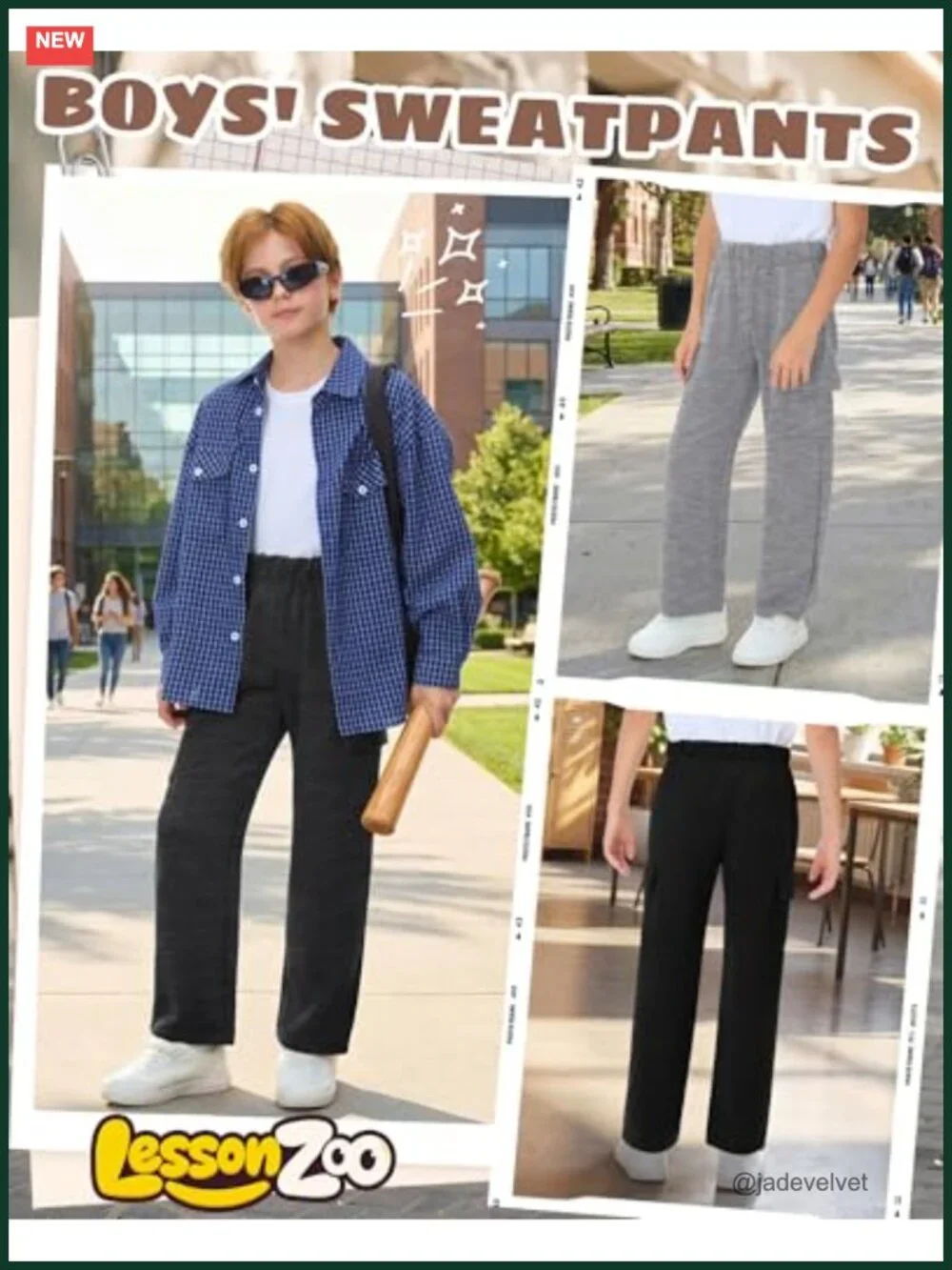 3 Pack Boys Cargo Sweatpants Pull-On Elastic Waist Open Bottom Teens School
